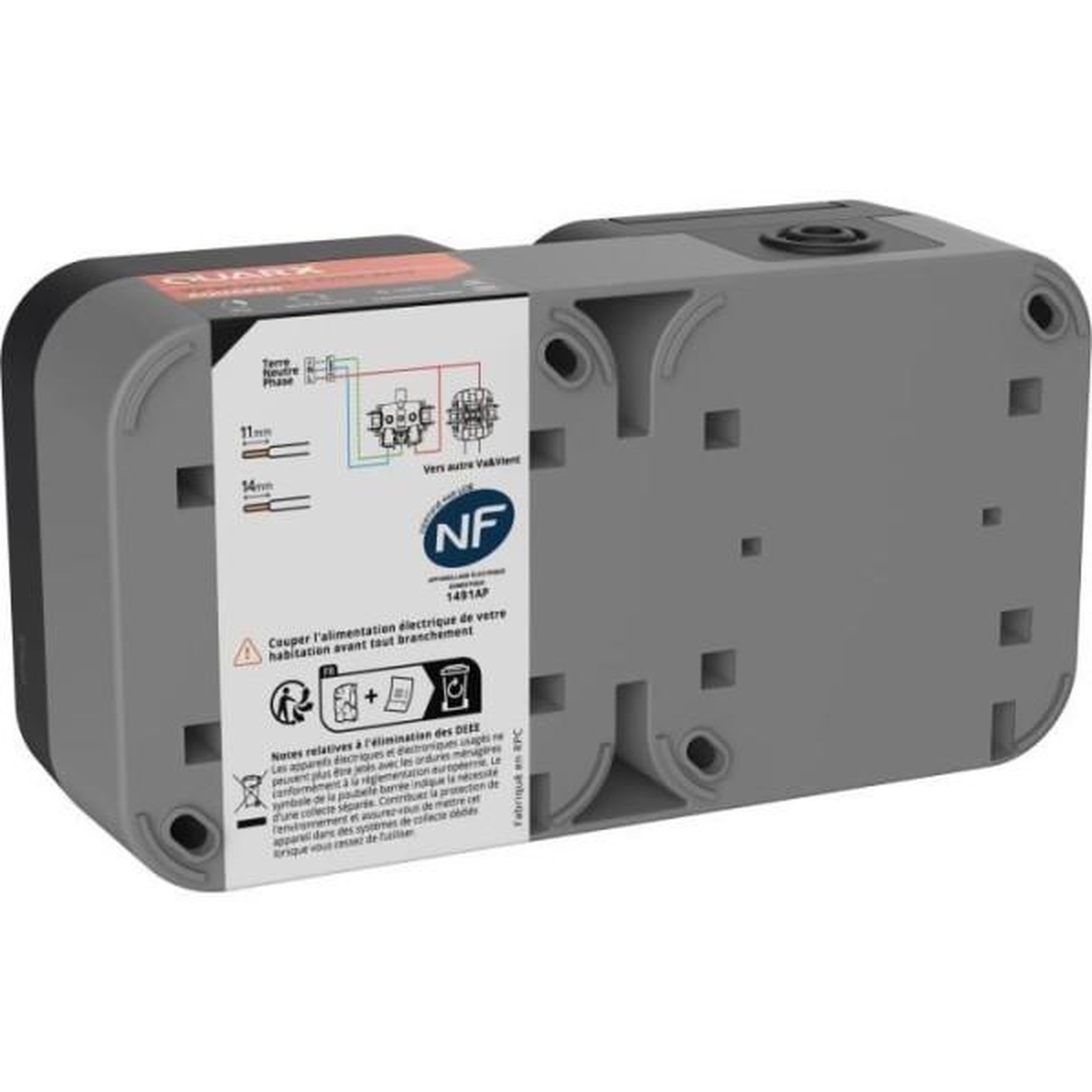 Voir la diapositive 2 : MARKET24 Double prise - quarx - aqua pro - extérieure, verticale, ip55, 250v, 16a