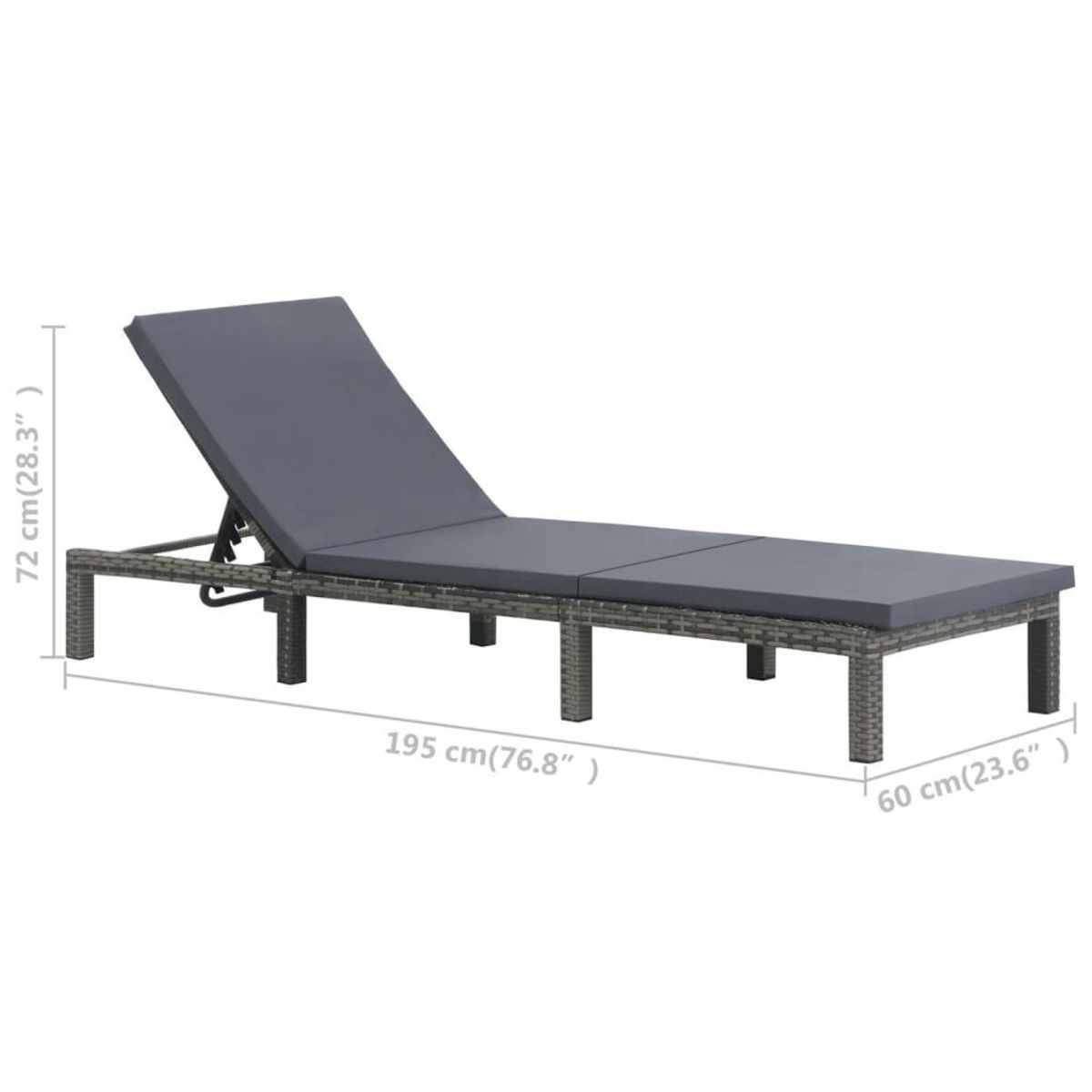 VIDAXL Chaise longue avec coussin Resine tressee Anthracite