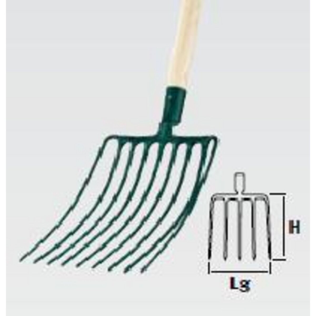 Leborgne Fourche cailloux douille 9 dents - 26 cm - sans manche