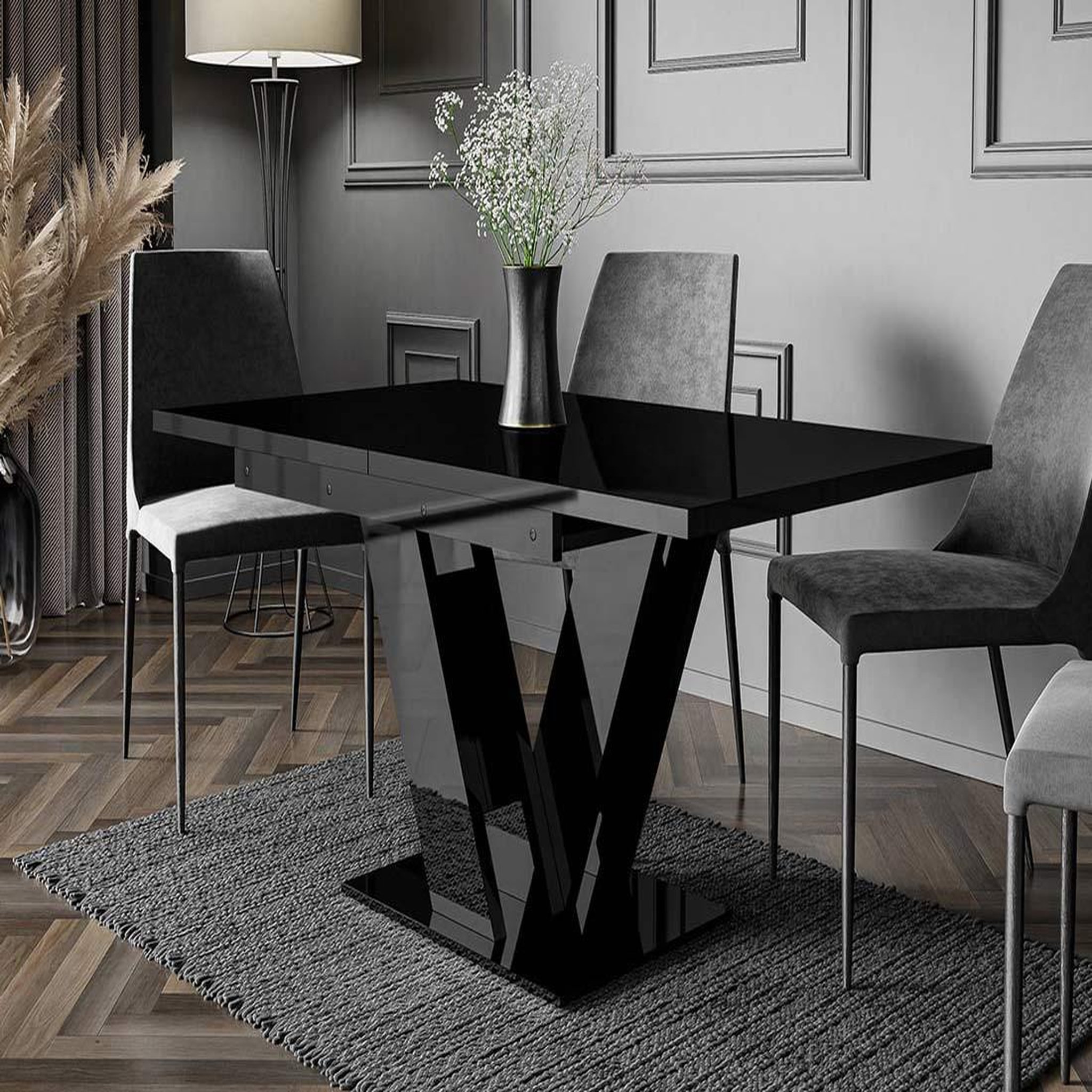 Voir la diapositive 5 : BEST MOBILIER Xandriel - table à manger extensible - noir - 4 à 6 personnes