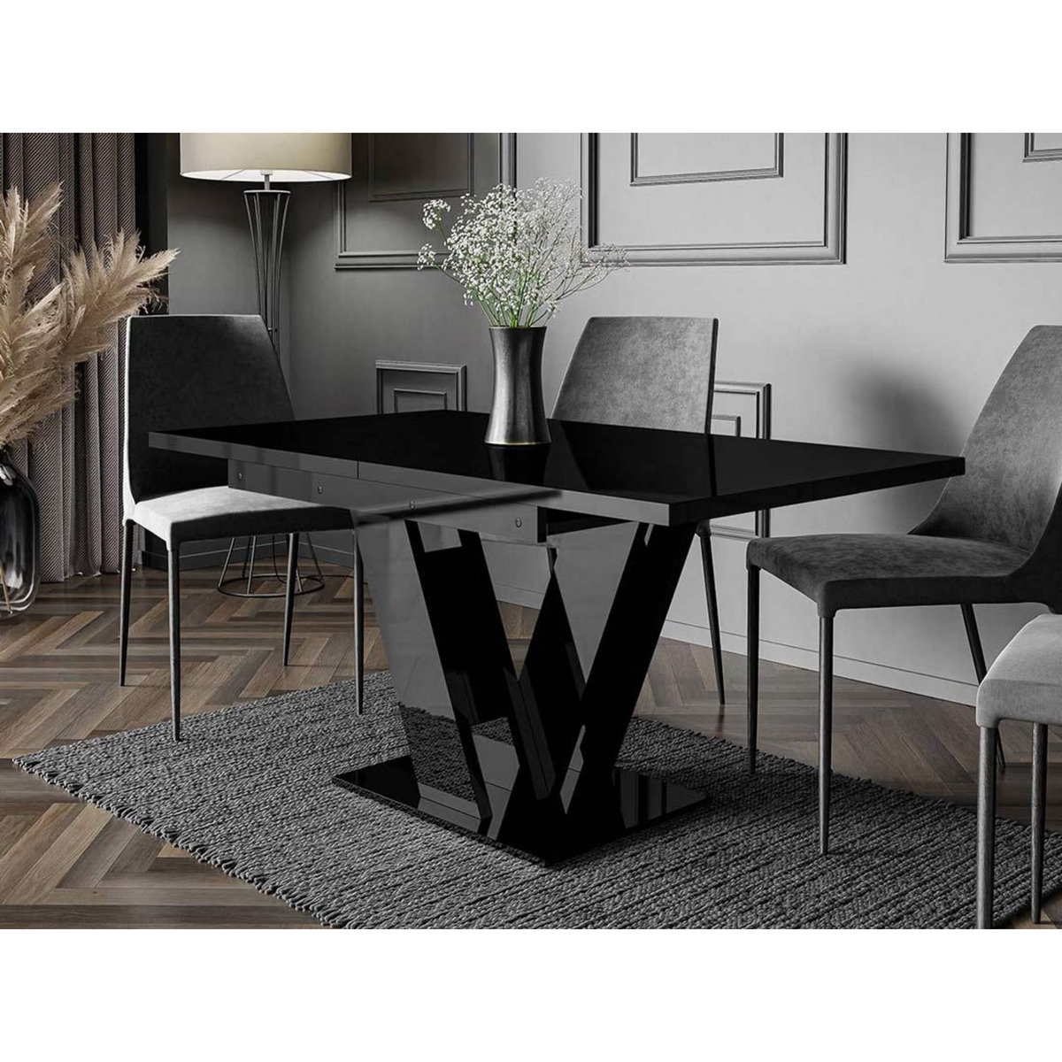 BEST MOBILIER Xandriel - table à manger extensible - noir - 4 à 6 personnes