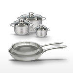 ELO Lot de 2 poêles 24/28 cm & 3 faitouts 12/16/24 cm Elo Relief Passion