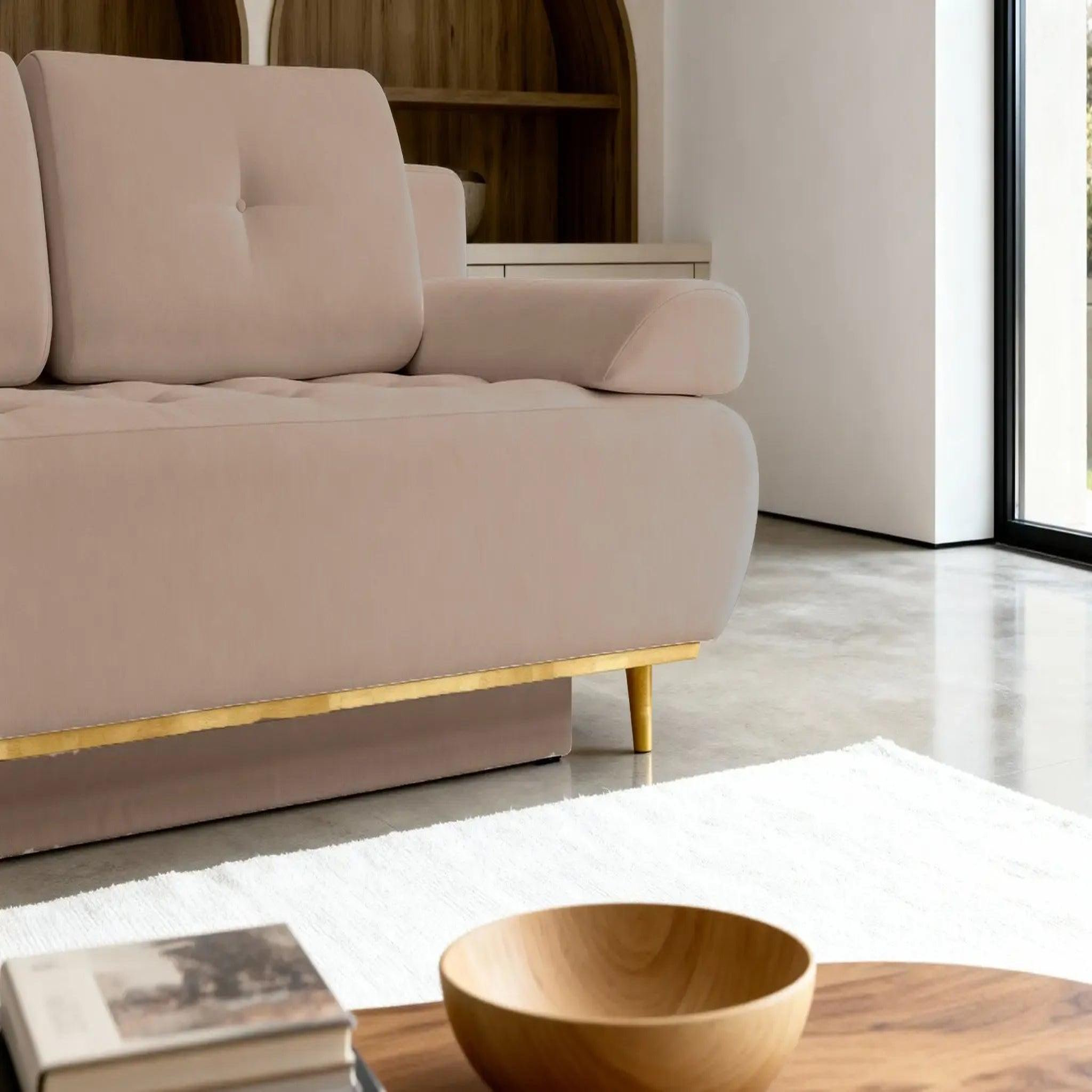 Voir la diapositive 4 : CASANOVA PARIS Amaro - canapé droit convertible tissu velours 2 places