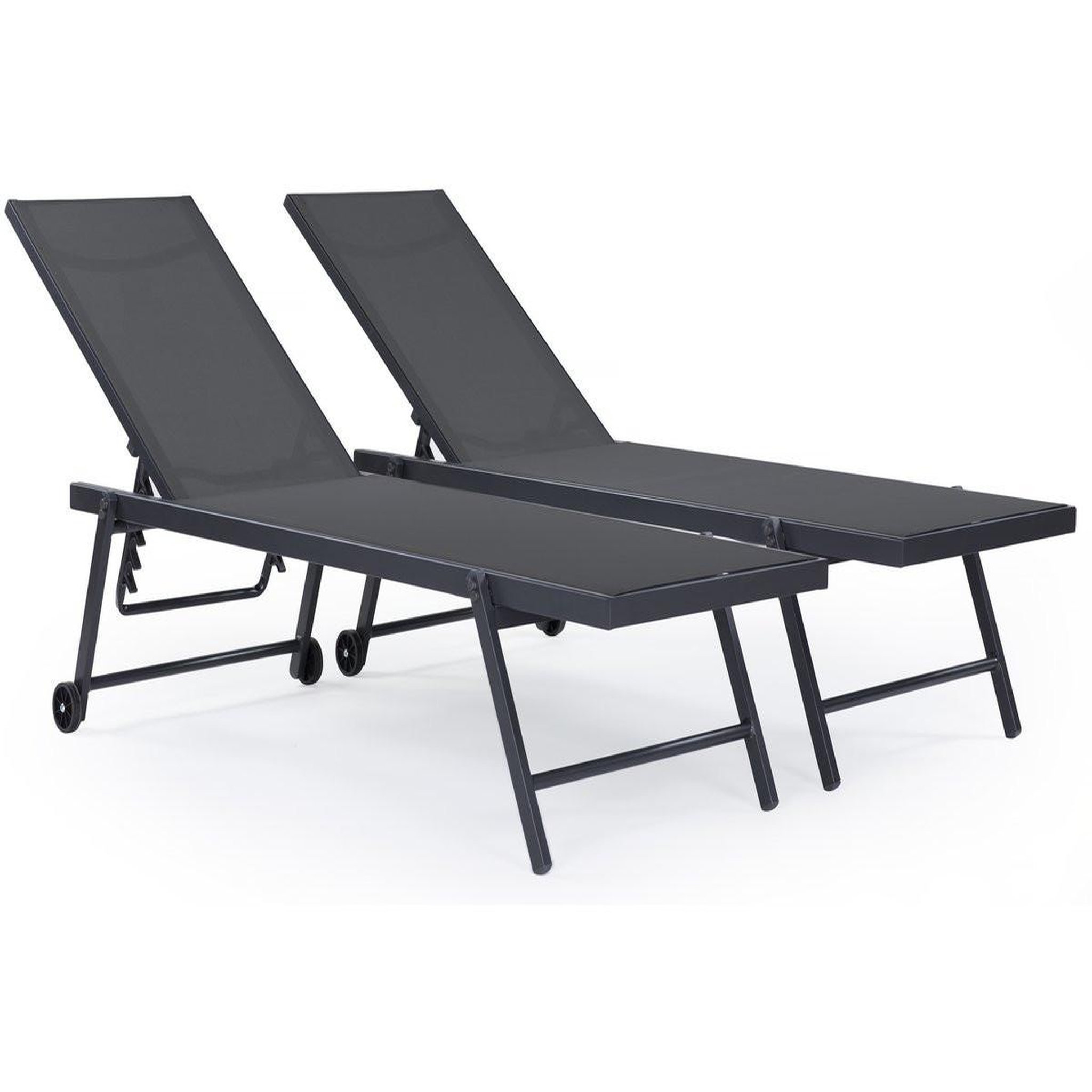 Habitat et Jardin Lot de 2 bains de soleil textilène aluminium  jolia  - gris foncé