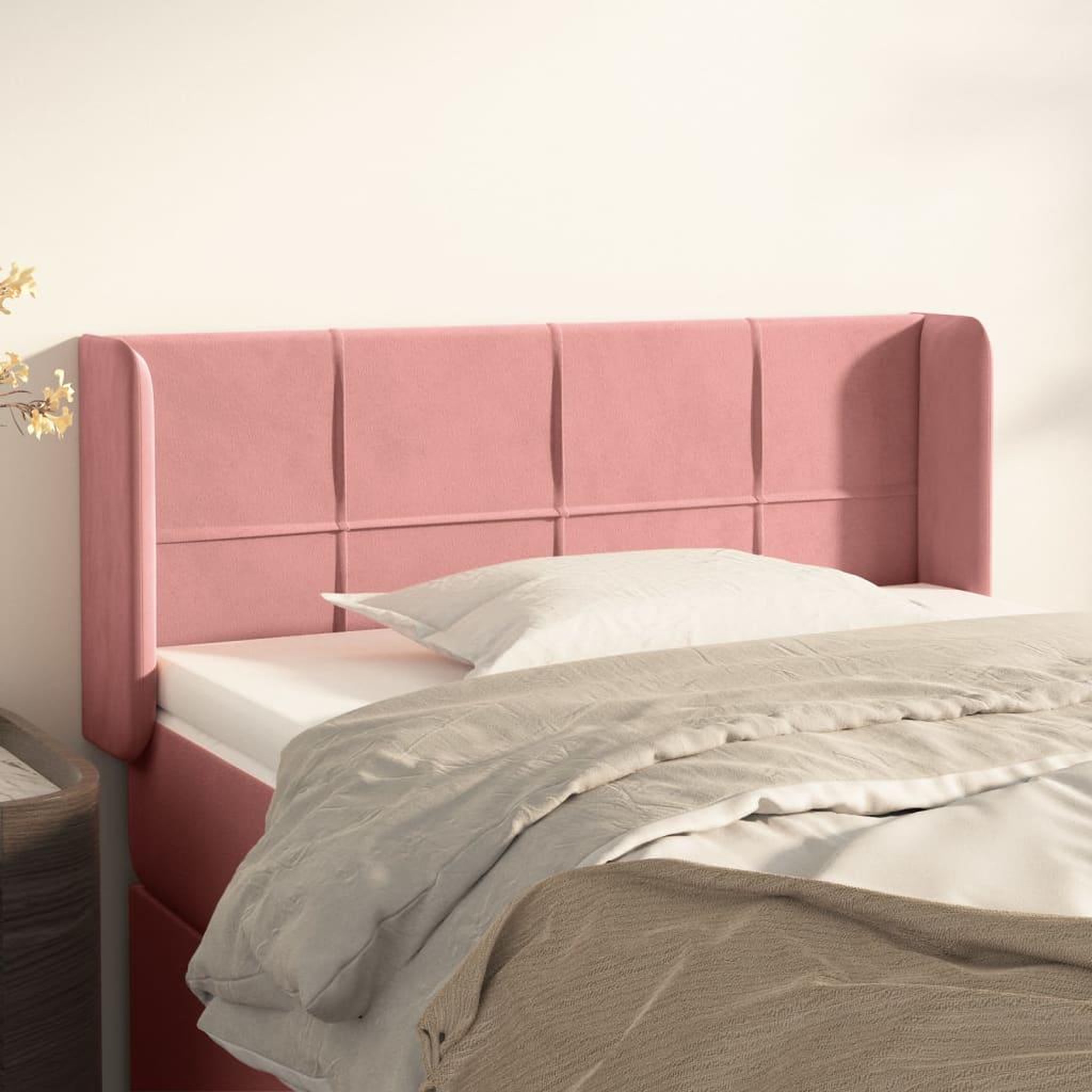 Voir la diapositive 1 : VIDAXL Tete de lit avec oreilles Rose 103x16x78/88 cm Velours