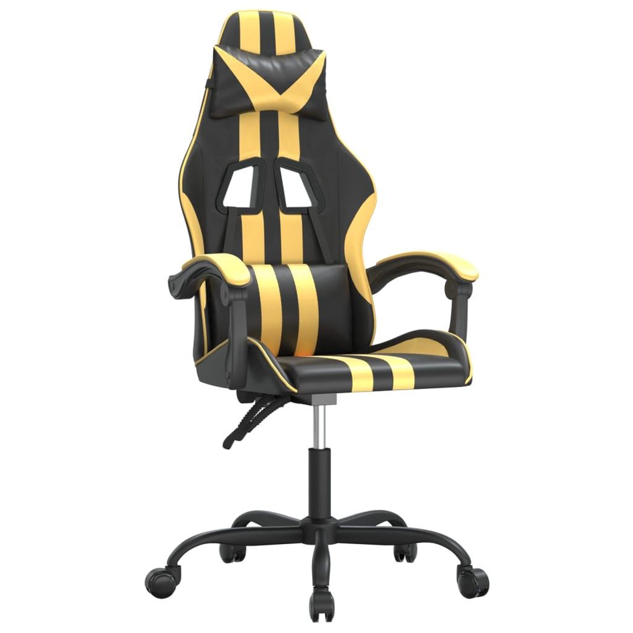 Voir la diapositive 2 : VIDAXL Chaise de jeu pivotante Noir et dore Similicuir