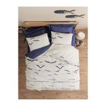 GENERIQUE Parure de lit - 129CTN64418 - 1 housse de couette 220 x 240 cm + 2 taies d'oreiller 60 x 60 cm - 100% coton ranforcé - Bleu