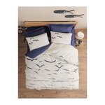 GENERIQUE Parure de lit - 129CTN64418 - 1 housse de couette 220 x 240 cm + 2 taies d'oreiller 60 x 60 cm - 100% coton ranforcé - Bleu