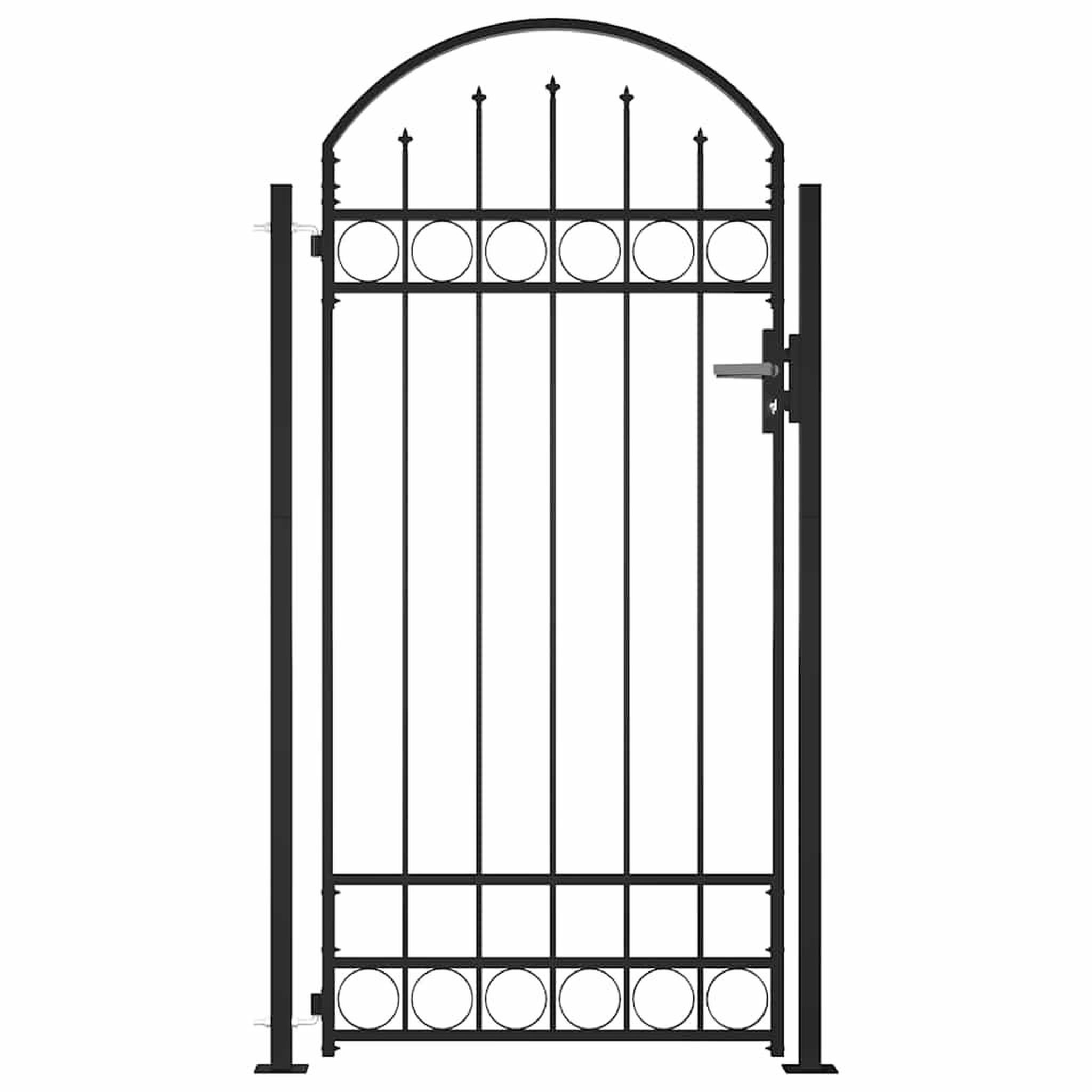 Voir la diapositive 5 : VIDAXL Portail de cloture ASSEN avec arc surbaisse et 2 poteaux, 105 x 170 cm, noir