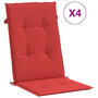 Voir la diapositive 2 : VIDAXL Coussins de chaise de jardin dossier haut lot de 4 rouge tissu
