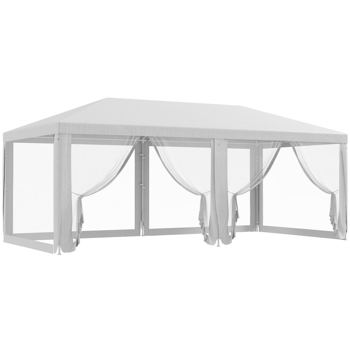 OUTSUNNY Tonnelle barnum dim. 5,85L x 2,95l x 2,55H m 6 moustiquaires amovibles blanc noir