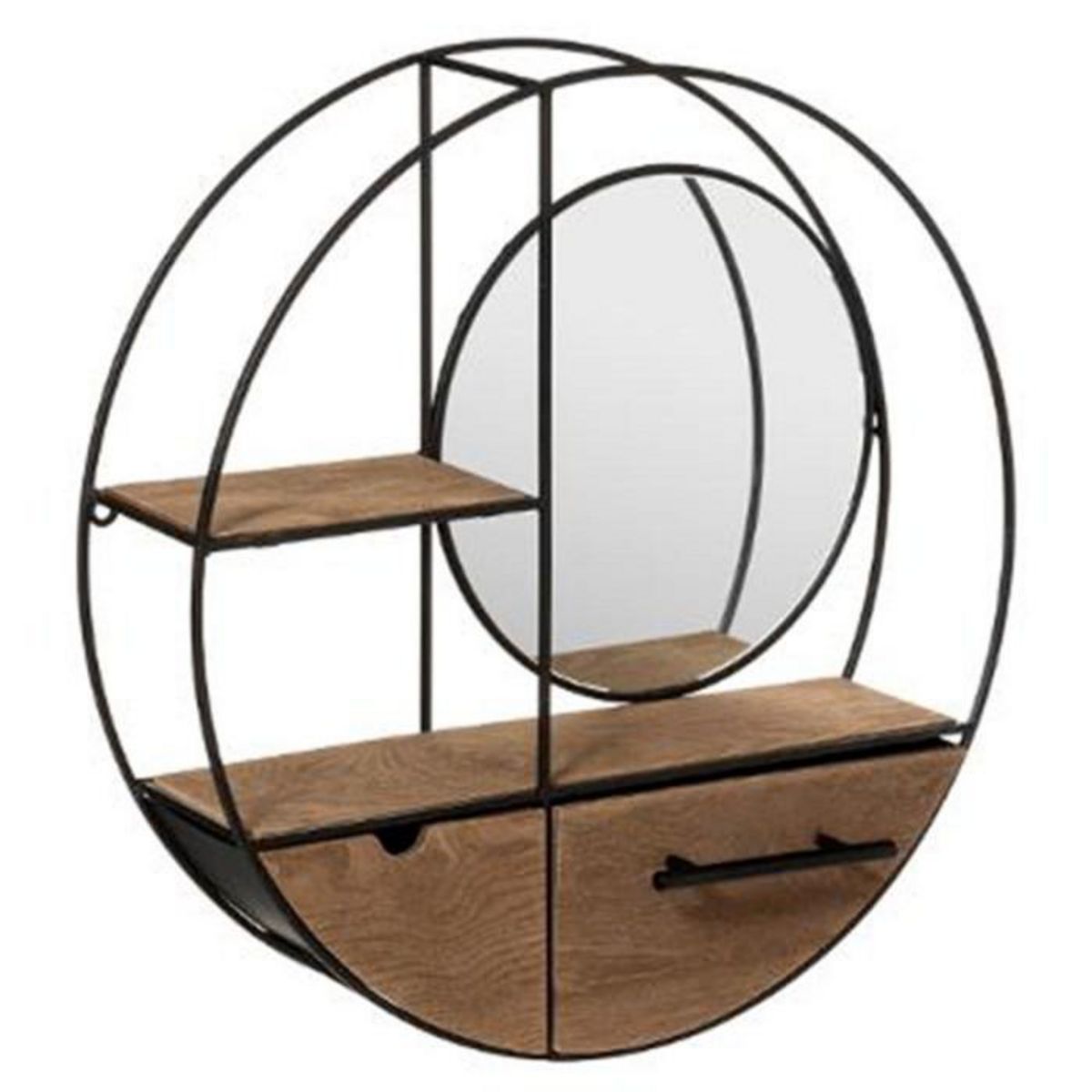ATMOSPHERA Étagère Murale 2 Tiroirs  Reto  50cm Naturel & Noir