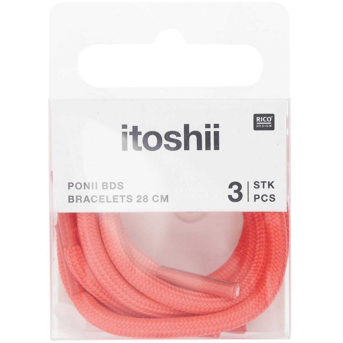 RICO DESIGN Itoshii pack 3 cordons 28cm rose fluo