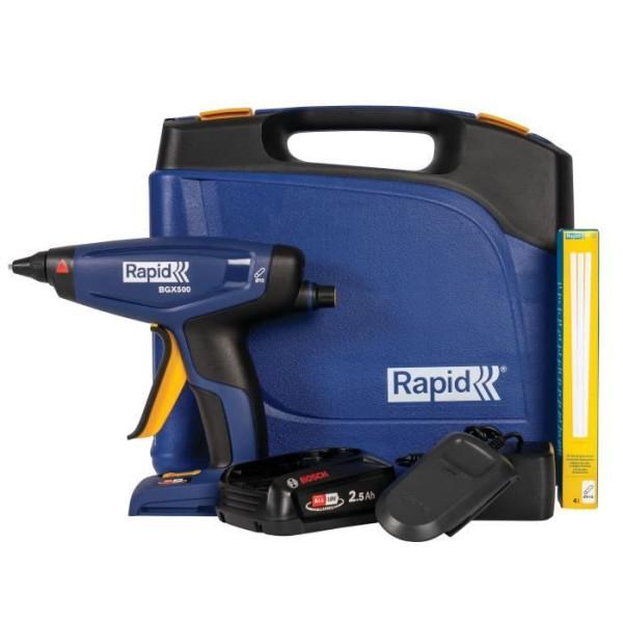 Voir la diapositive 3 : Rapid Pistolet a colle a batterie 18V 900g/h - RAPID - BGX500 - Coffret + batterie 2.5Ah + chargeur