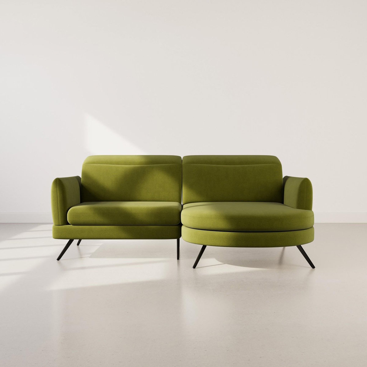 LISA DESIGN Terry - canapé d'angle droit 4 places avec têtières réglables en tissu texturé