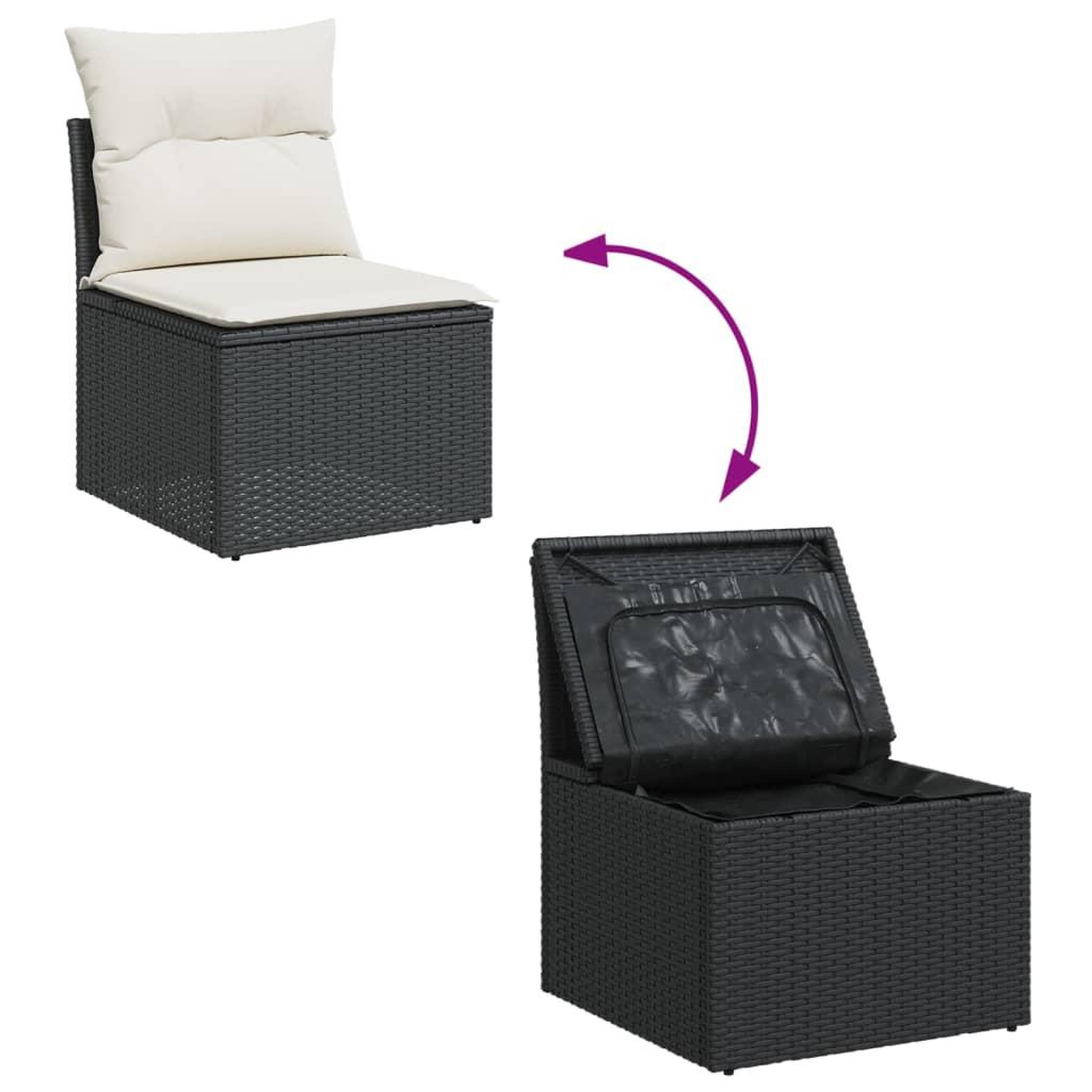 Voir la diapositive 3 : VIDAXL Salon de jardin 6 pcs avec coussins noir resine tressee