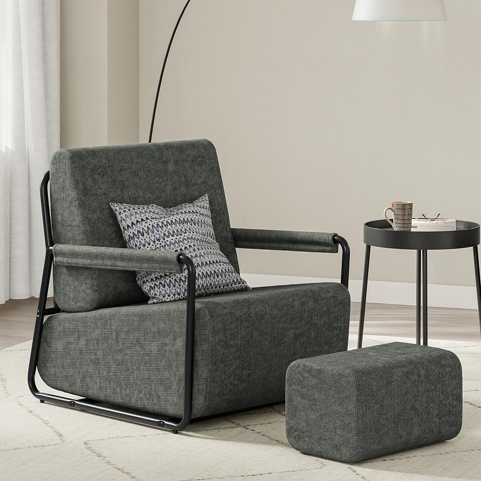 Voir la diapositive 2 : SOBUY Fauteuil relax avec repose-pieds gris foncé 74x67x78cm fst99-dg