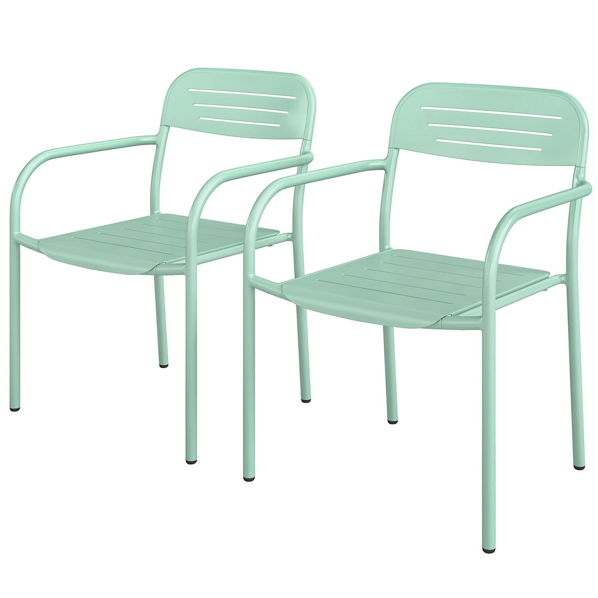 OUTSUNNY Lot de 2 chaises de jardin empilables métal vert d'eau