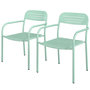 Voir la diapositive 5 : OUTSUNNY Lot de 2 chaises de jardin empilables métal vert d'eau