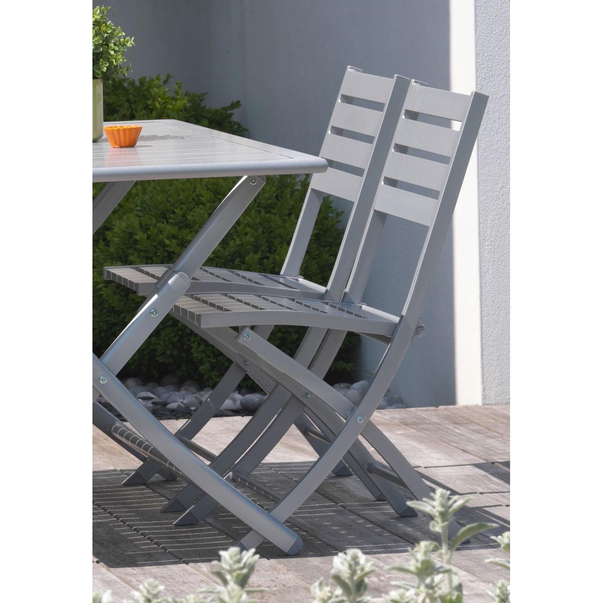 Voir la diapositive 5 : Paris Prix Lot de 2 chaises de jardin pliantes  marius  82cm gris