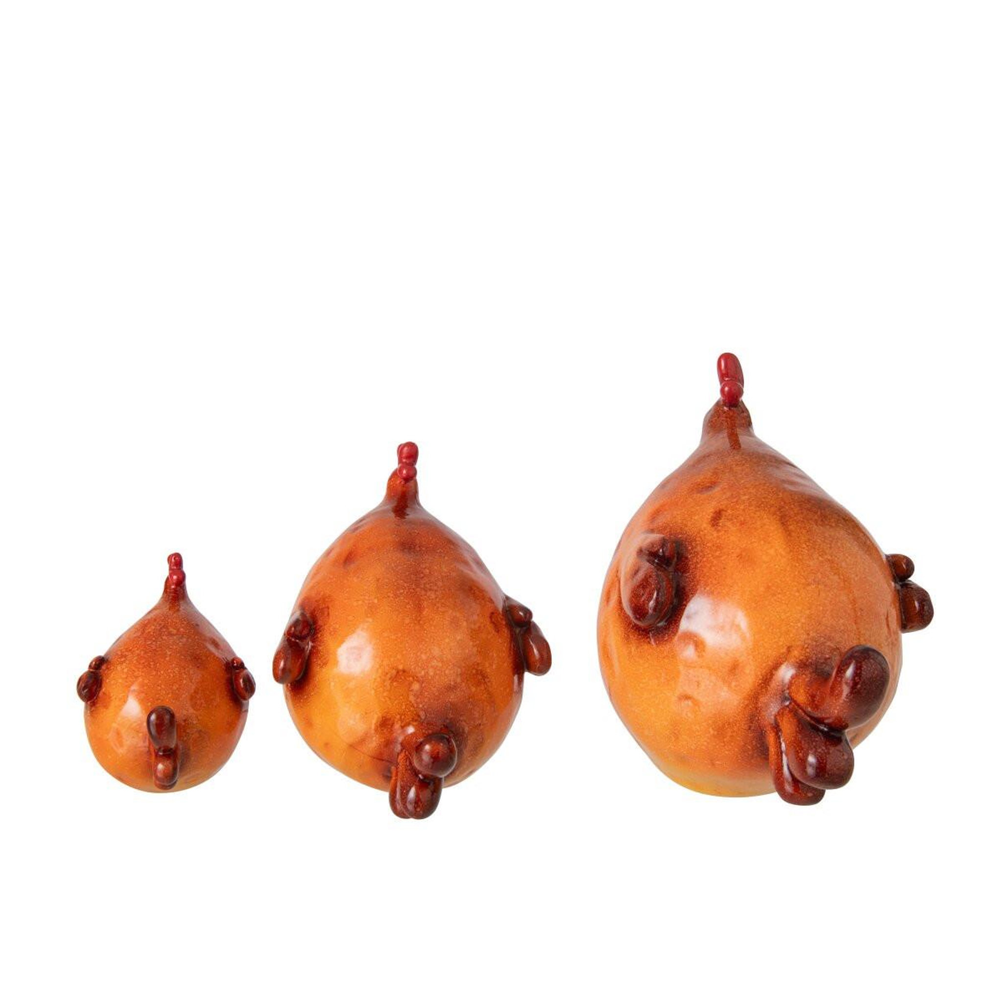Voir la diapositive 3 : J-LINE Lot de 3 coqs déco  prune  19cm orange