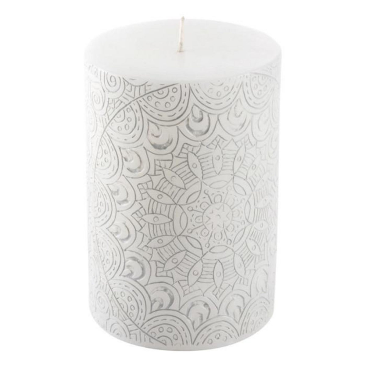 Paris Prix Bougie Pilier Mandala  Graphic Ethnic  10cm Blanc
