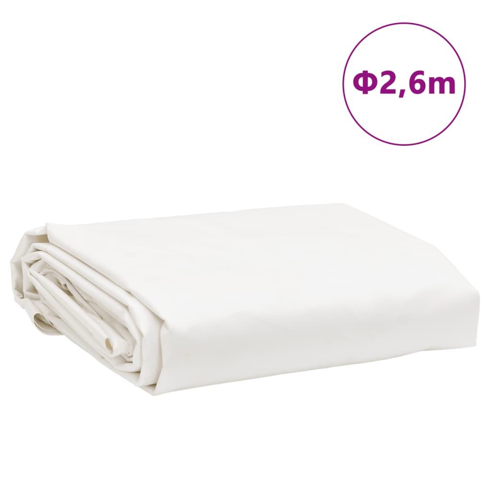 Voir la diapositive 6 : VIDAXL Bache blanc Ø 2,6 m 600 /m²