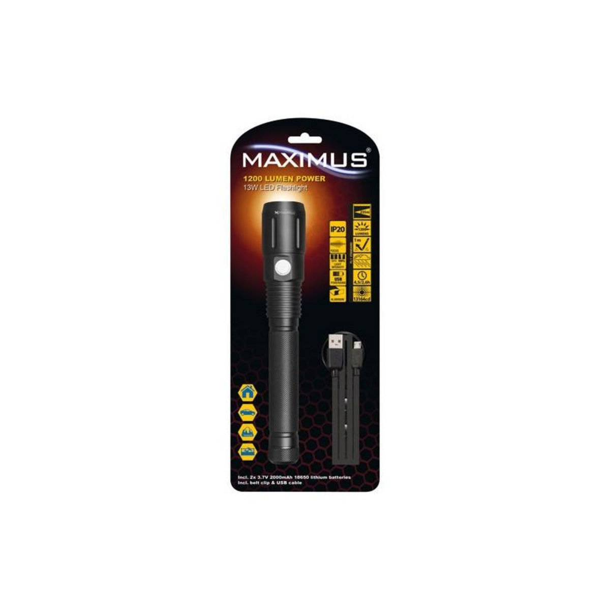maximum LAMPE TORCHE MAXIMUS RECHA.1200LM 13W MAXIMUS - M-FL-006-B-BL