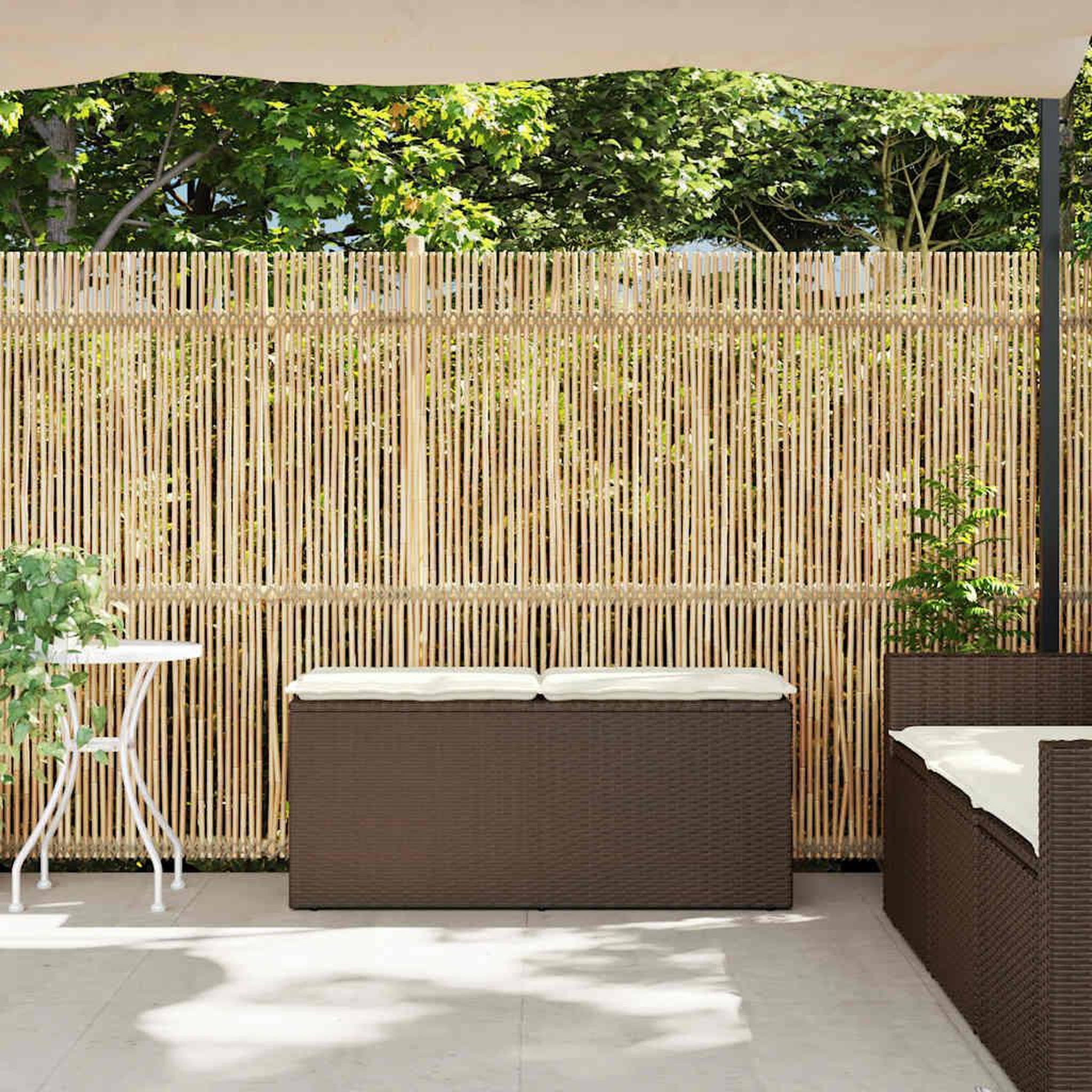 Voir la diapositive 3 : VIDAXL Banc de jardin avec coussin marron 110x40x44 cm resine tressee