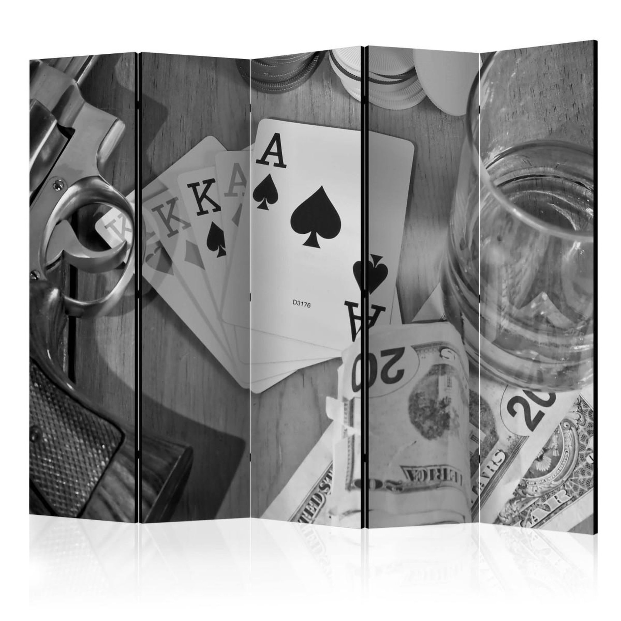 Paris Prix Paravent 5 volets  cards : black & white  172x225cm