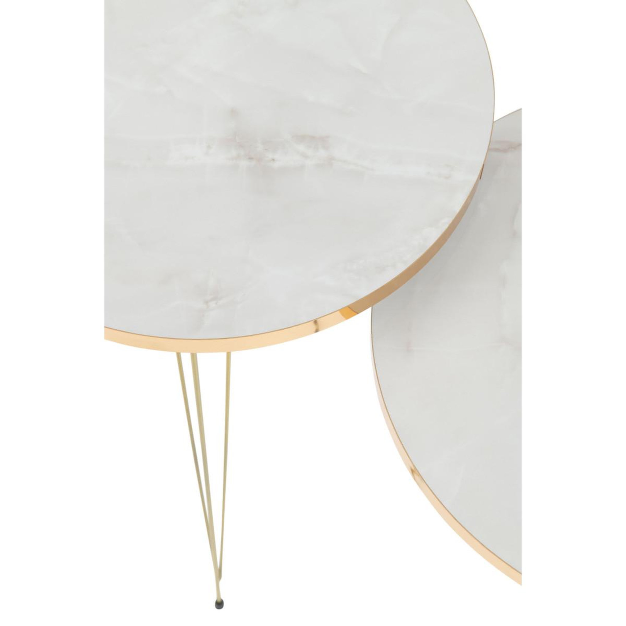 Voir la diapositive 3 : J-LINE Lot de 3 tables d'appoint  lottie  56cm blanc