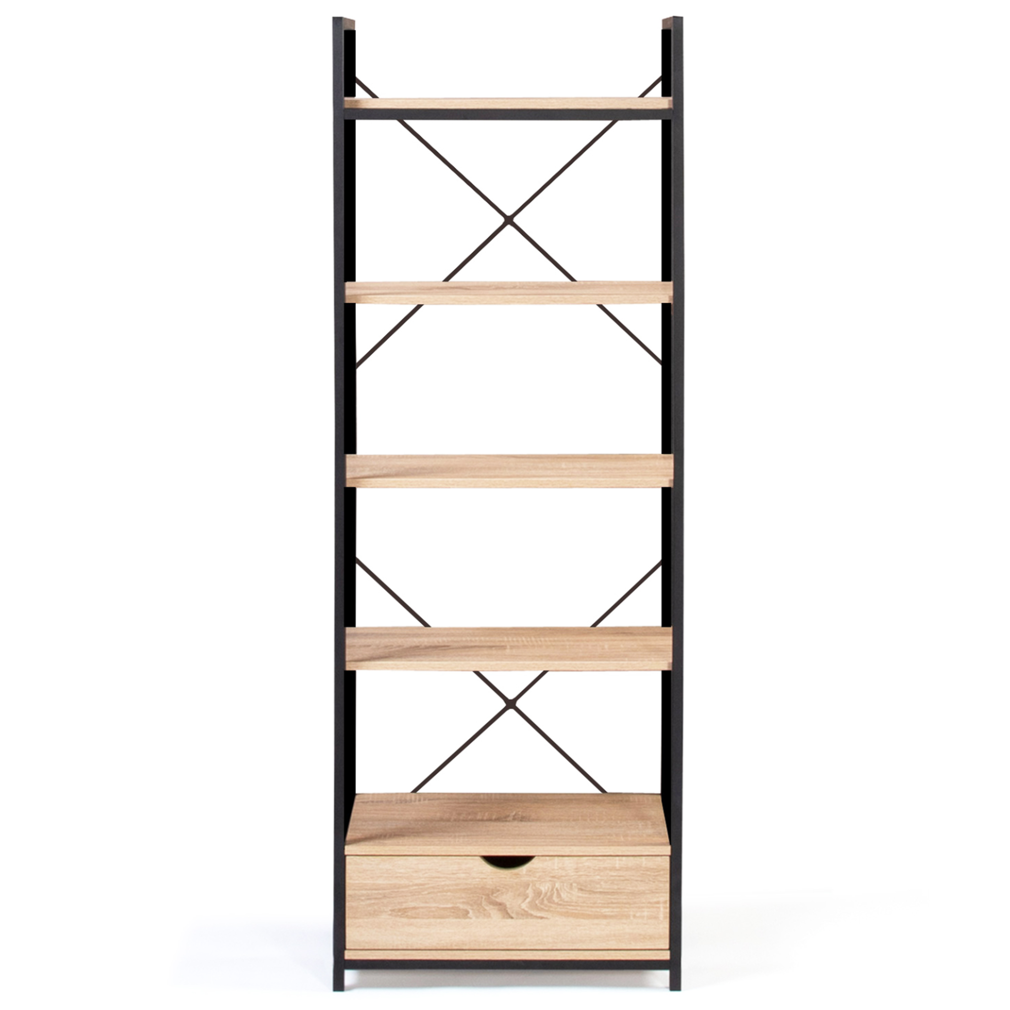 Voir la diapositive 3 : ID MARKET Etagère 5 niveaux avec tiroir detroit design industriel 170 cm