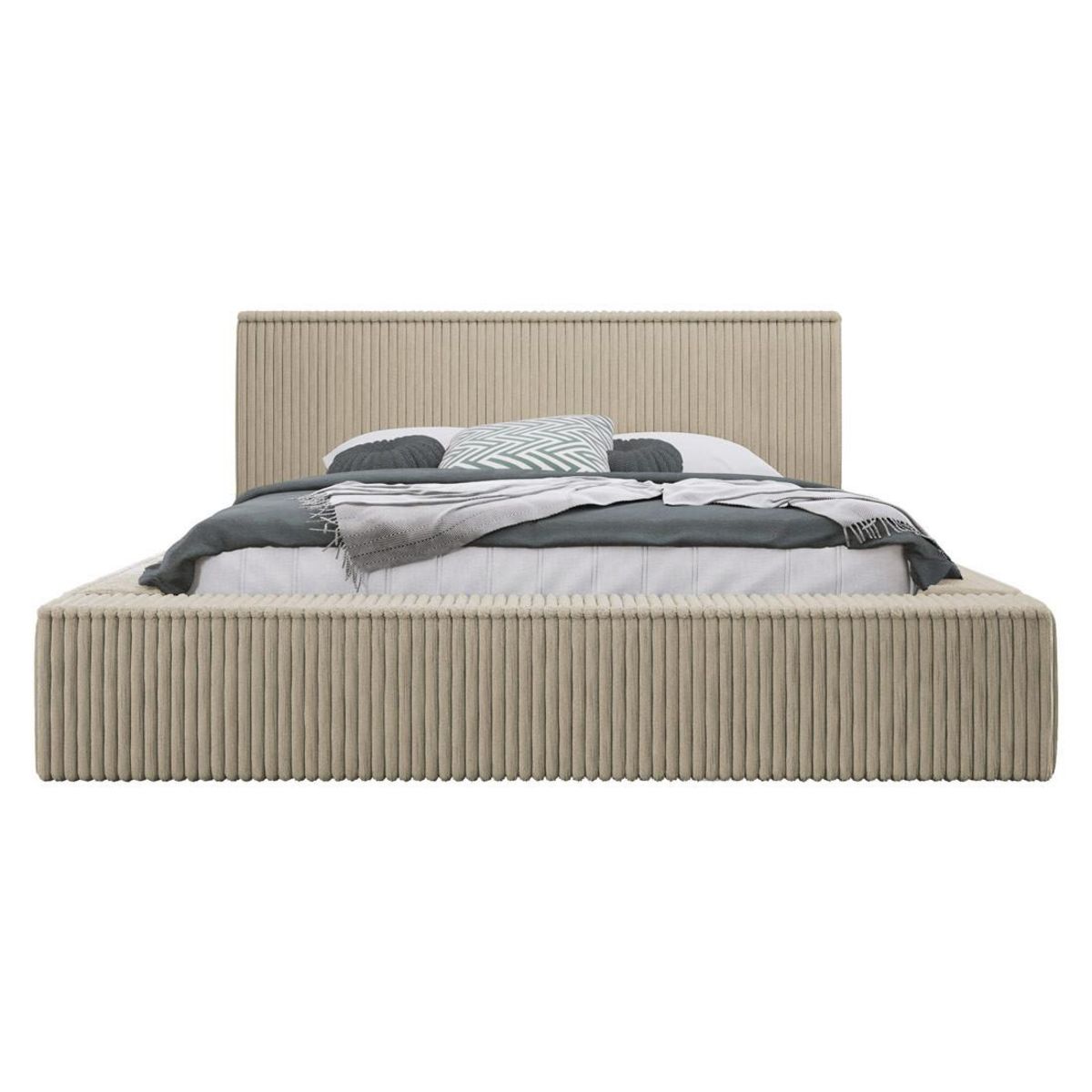 BEST MOBILIER Swan - lit coffre - 160x200 cm - sommier inclus - en velours côtelé grosses côtes