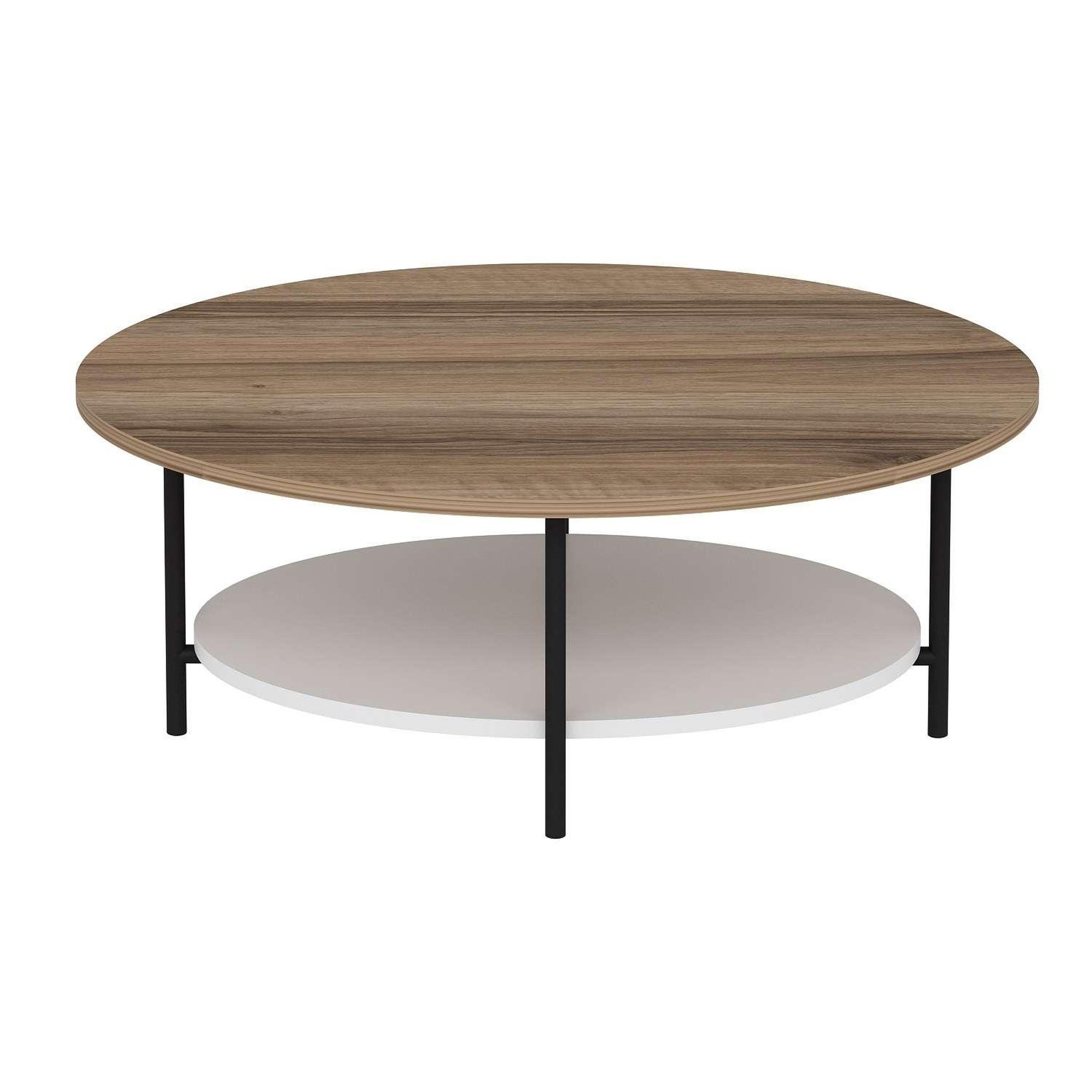 TOILINUX Table basse 1 étagère ombeline en bois - beige et blanc