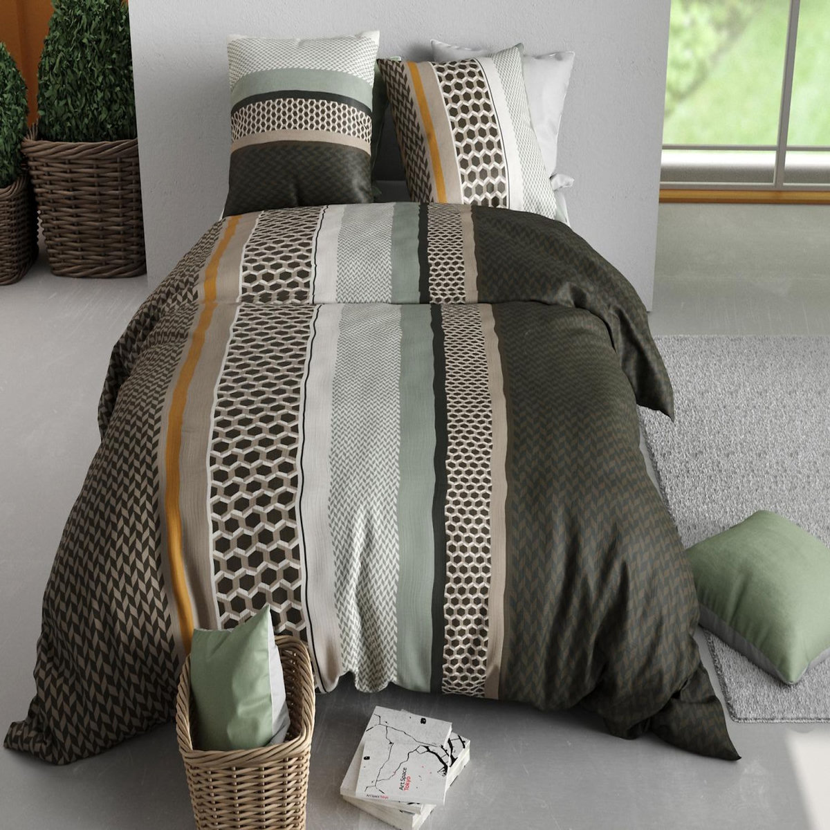 ATELIER DU COTON Parure housse de couette imprimée 100% coton 57fils URBANIK