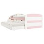 IDIMEX Lit gigogne JESSY lit enfant fonctionnel avec tiroir-lit et rangement 3 tiroirs, couchage 90x190 cm, en pin massif lasuré blanc/rose