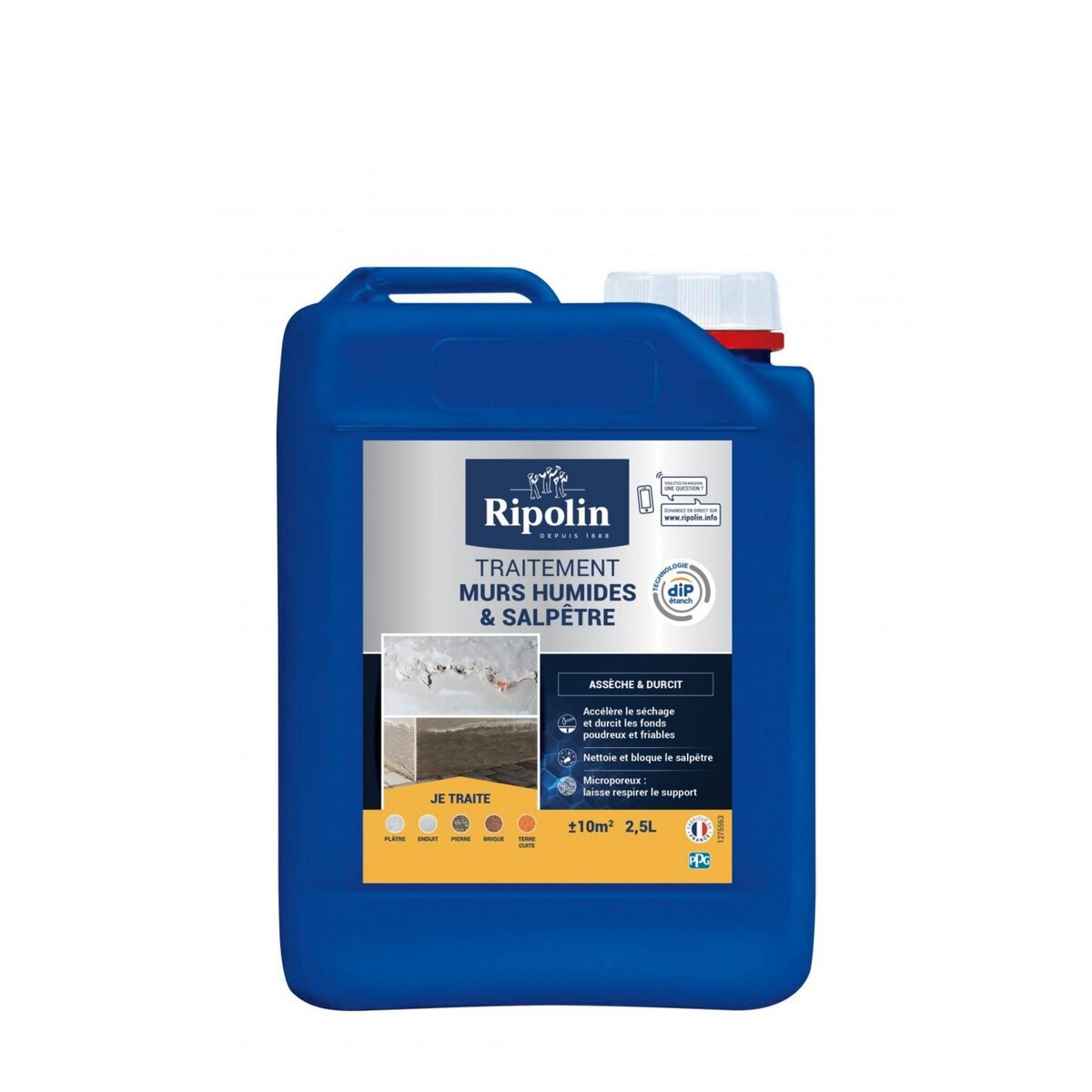 CENTRALE BRICO Traitement antisalpêtre et murs humides Rip etanch, RIPOLIN incolore 2.5 l