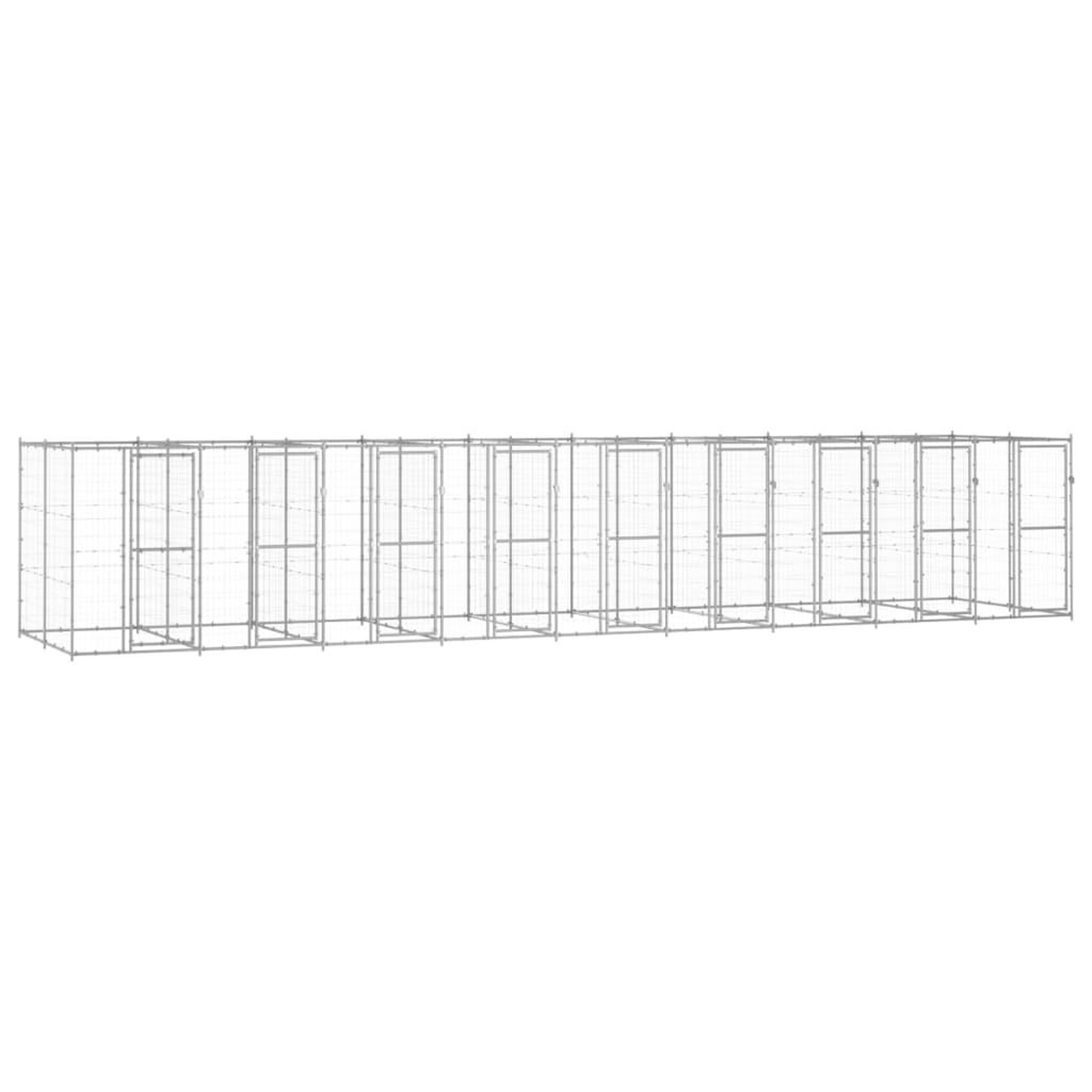 VIDAXL Chenil exterieur Acier galvanise 21,78 m²