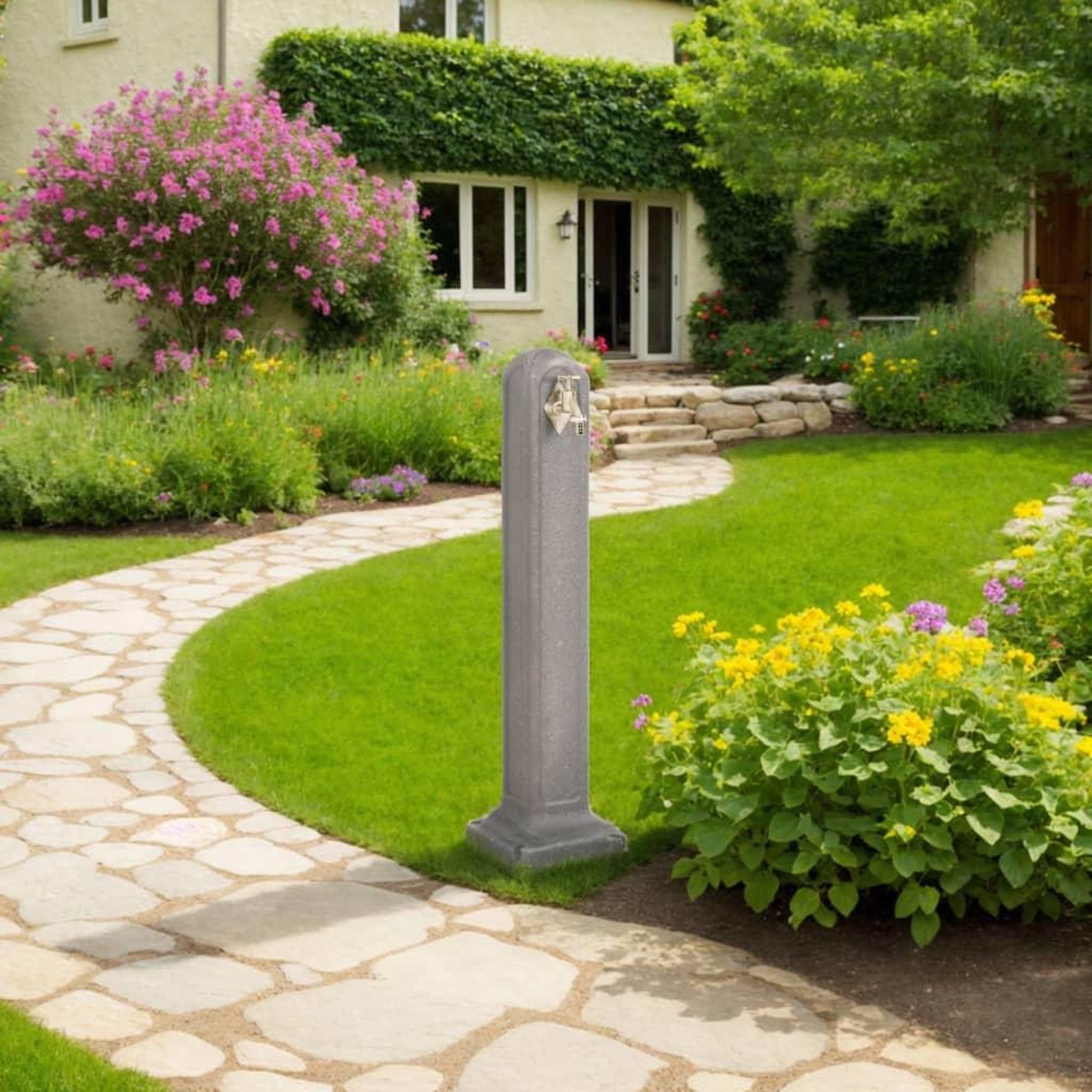 Voir la diapositive 1 : VIDAXL Reservoir de jardin avec robinet Gris clair Aspect de pierre