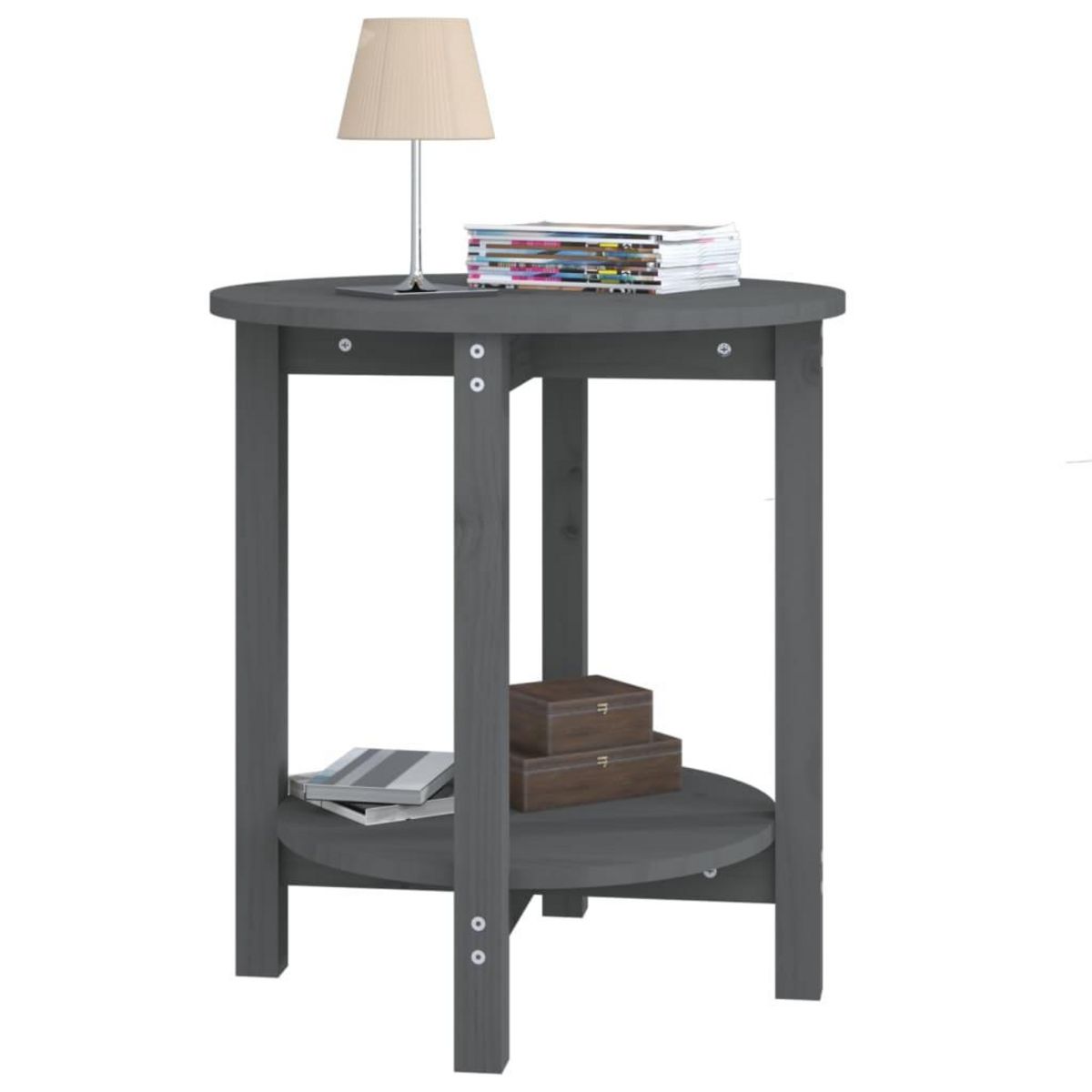 VIDAXL Table basse Gris Ø 55x60 cm Bois massif de pin