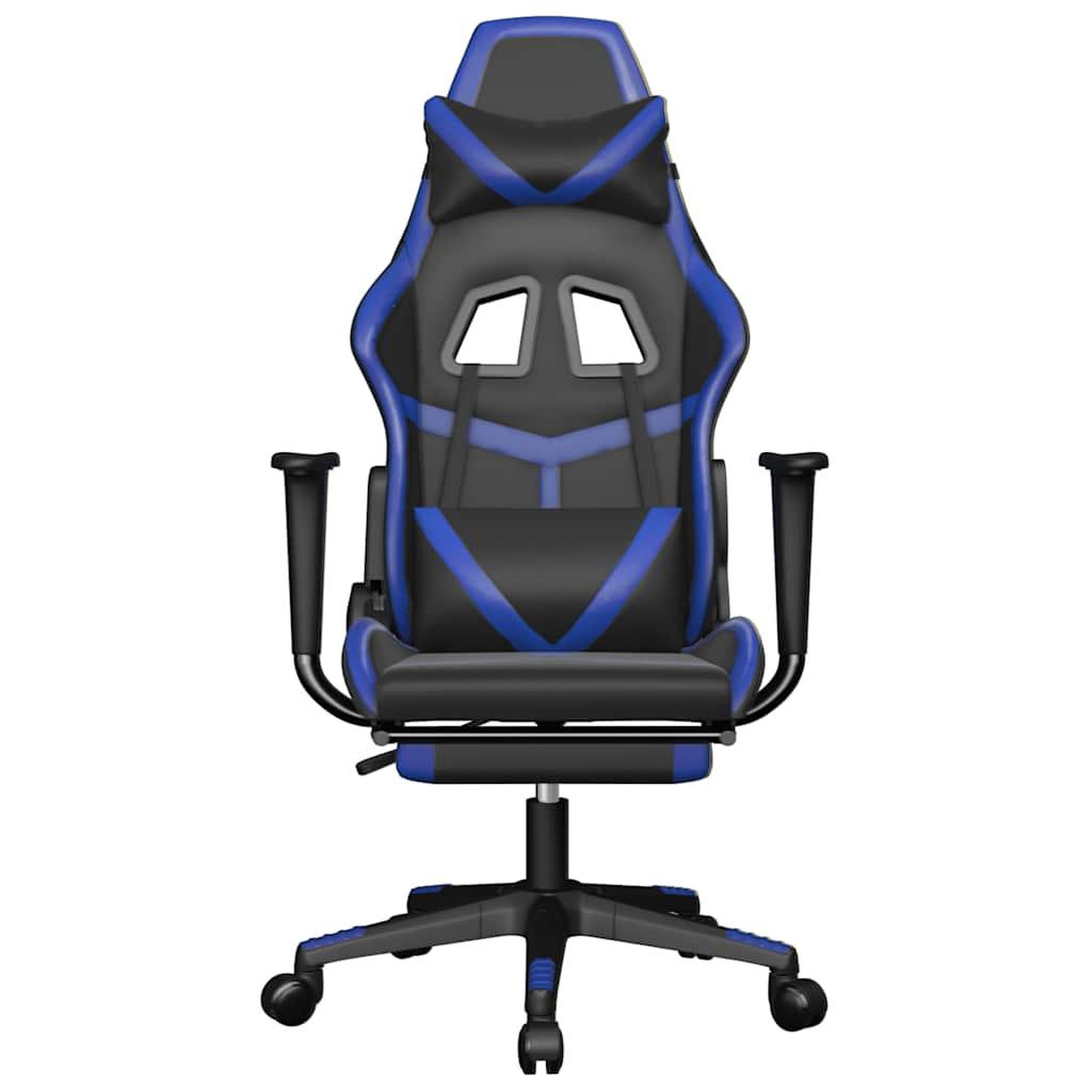 Voir la diapositive 4 : VIDAXL Chaise de jeu de massage et repose-pied Noir et bleu Similicuir
