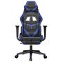 Voir la diapositive 4 : VIDAXL Chaise de jeu de massage et repose-pied Noir et bleu Similicuir