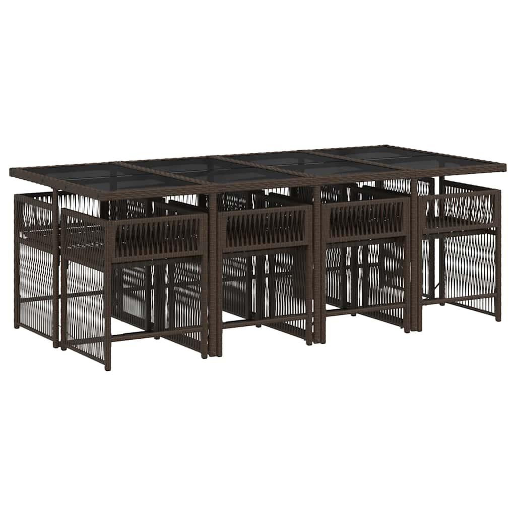 Voir la diapositive 3 : VIDAXL Ensemble a manger de jardin et coussins 9 pcs marron poly rotin