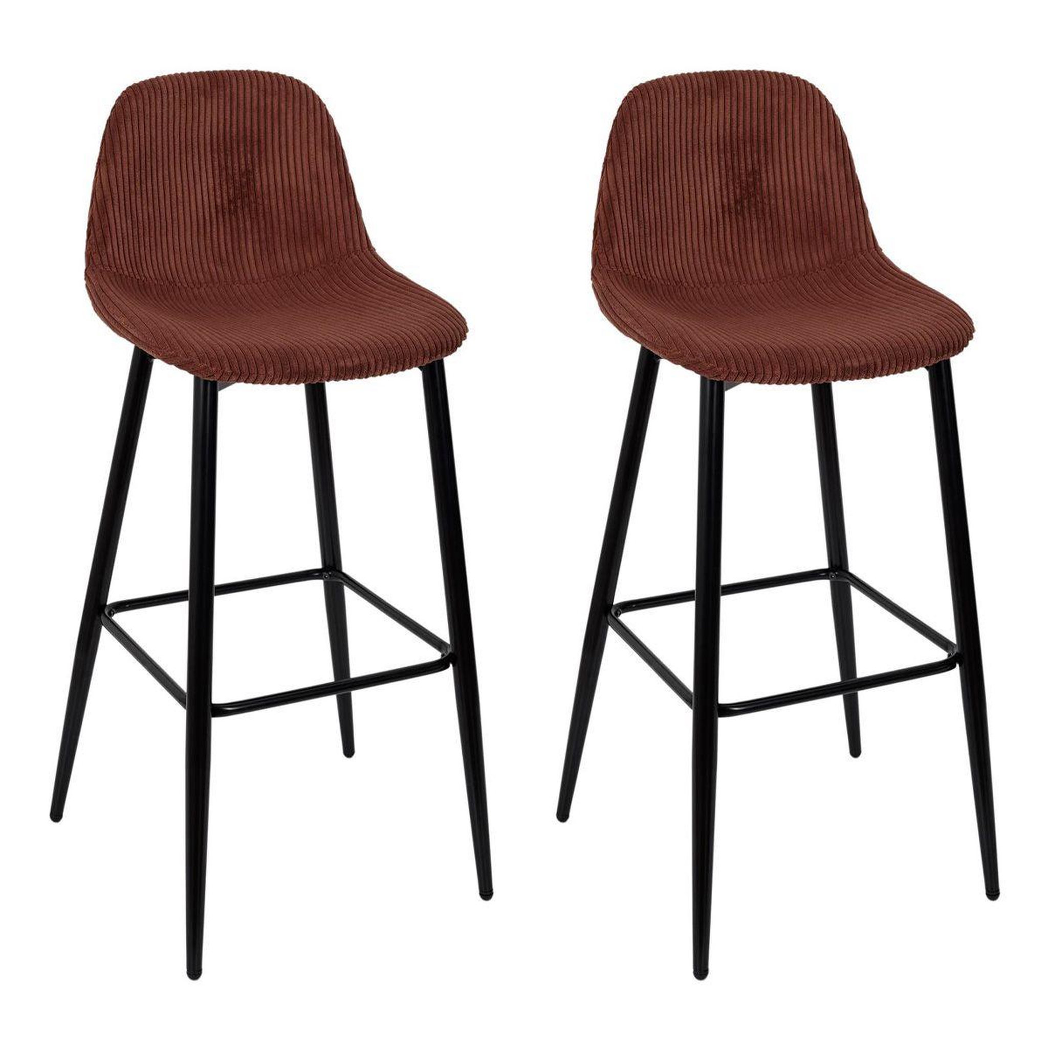 The Home Deco Factory Lot de 2 chaises de bar côtelé  scott  100cm terracotta