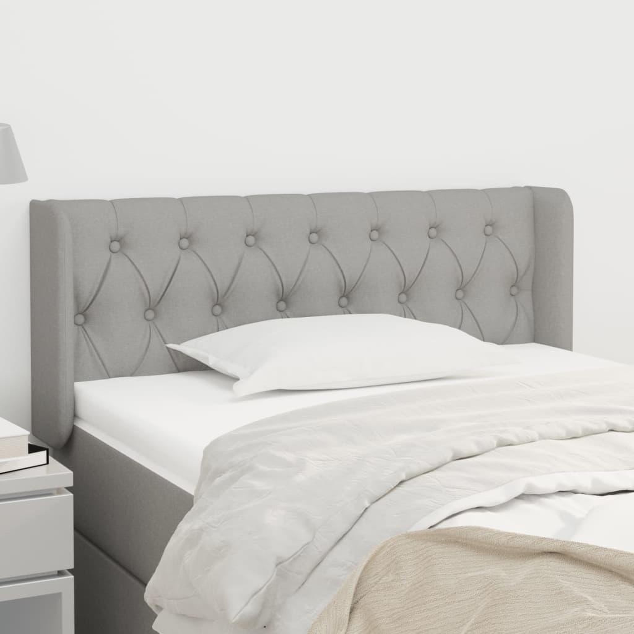 Voir la diapositive 1 : VIDAXL Tete de lit avec oreilles Gris clair 93x16x78/88 cm Tissu