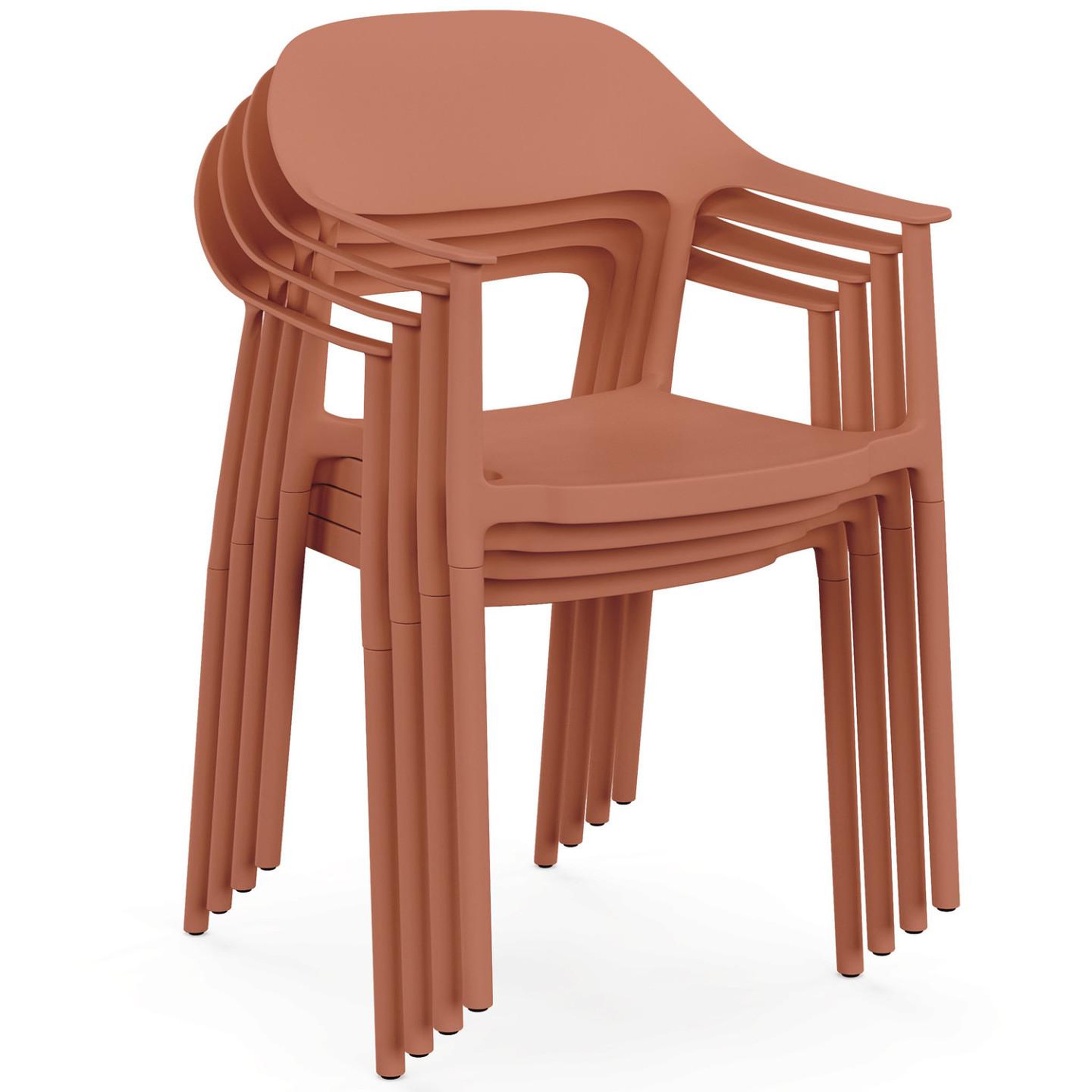 Voir la diapositive 4 : ID MARKET Lot de 4 chaises de jardin empilables suzon en polypropylène terracotta
