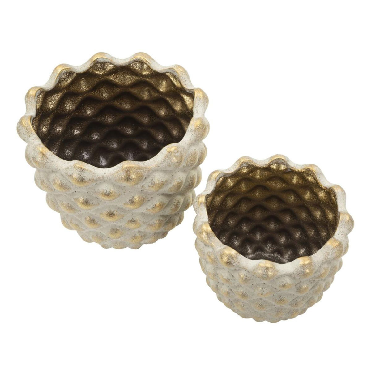 Paris Prix Lot de 2 Cache-Pots en Céramique  Pepitas  23cm Gris & Or
