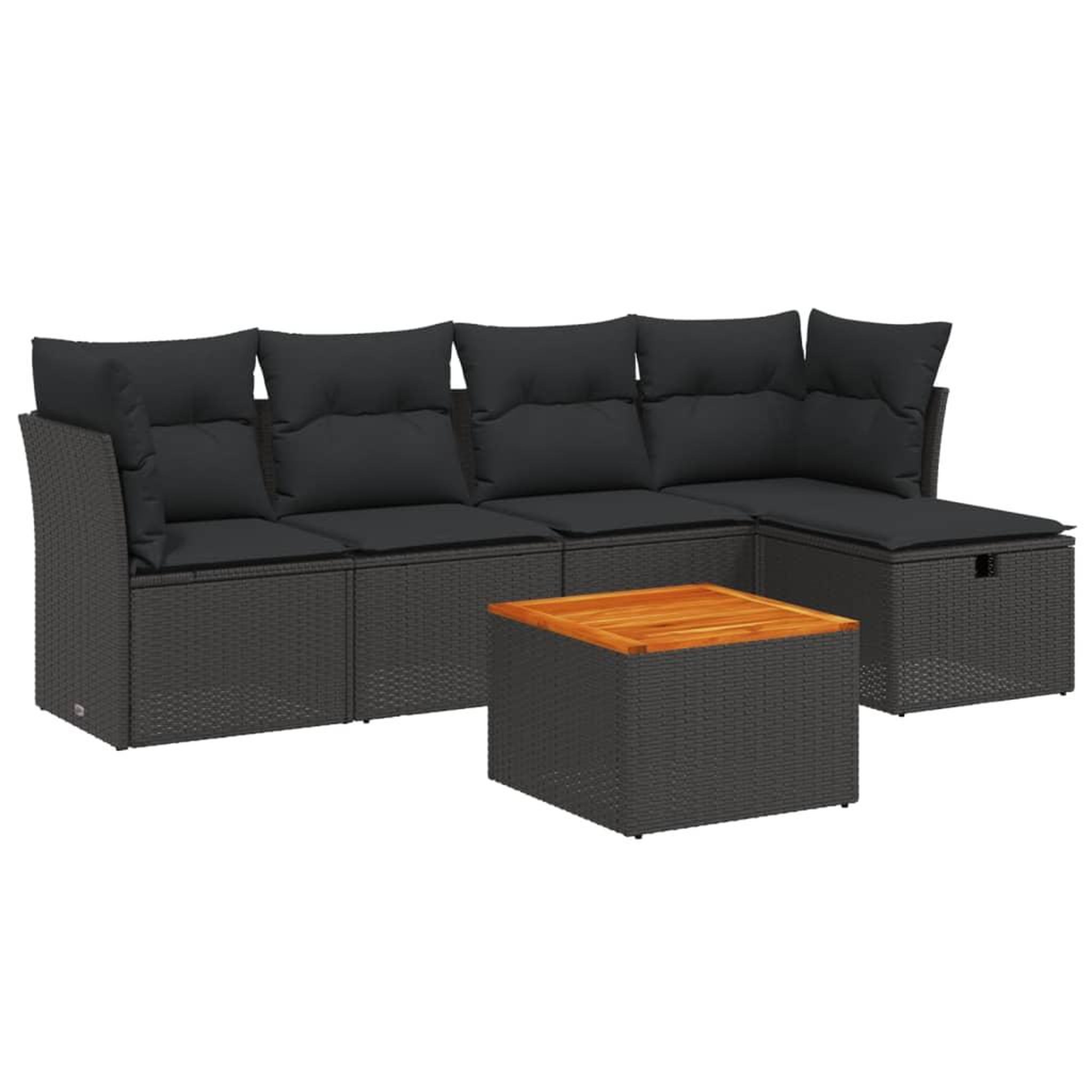 Voir la diapositive 2 : VIDAXL Salon de jardin 6 pcs avec coussins noir resine tressee