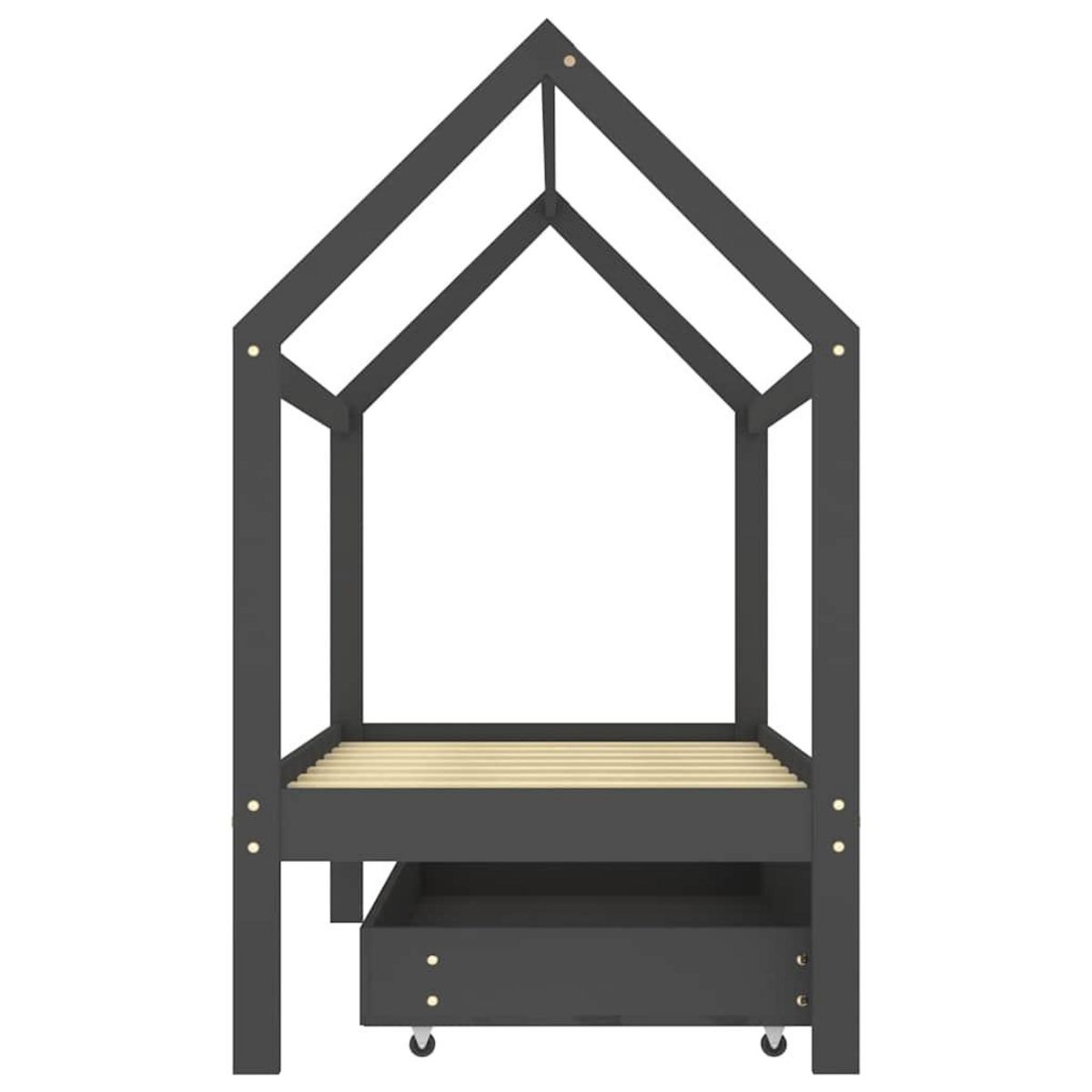 VIDAXL Cadre de lit d'enfant avec un tiroir Gris fonce Pin 80x160 cm