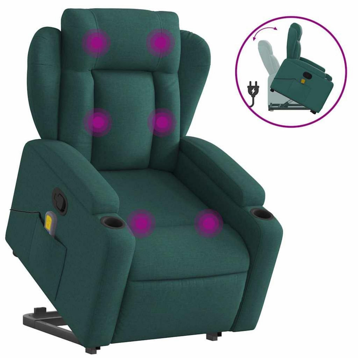 VIDAXL Fauteuil inclinable de massage Vert fonce Tissu